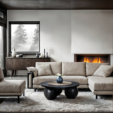 Zadie Black Oak Veneer Coffee Table, 1 Piece (Style 2)