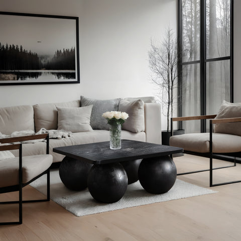 Zadie Black Oak Veneer Coffee Table, 1 Piece (Style 3)