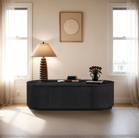 Giselle Black Solid Wood Storage Coffee Table, 1 Piece