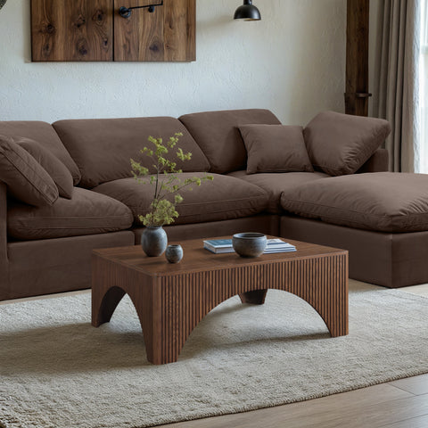 Greer Brown Oak Veneer Coffee Table, 1 Piece