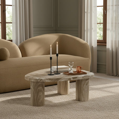 Farrah Beige Concrete Indoor/Outdoor Coffee Table, 1 Piece