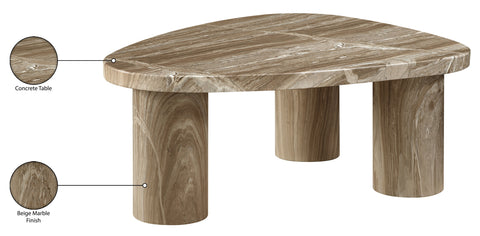 Farrah Beige Concrete Indoor/Outdoor Coffee Table, 1 Piece (Style 2)