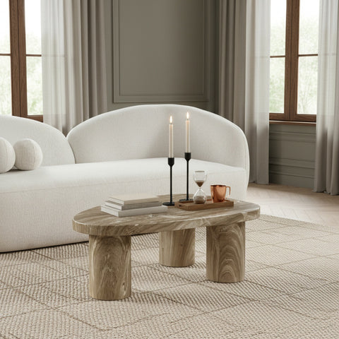 Farrah Beige Concrete Indoor/Outdoor Coffee Table, 1 Piece (Style 2)