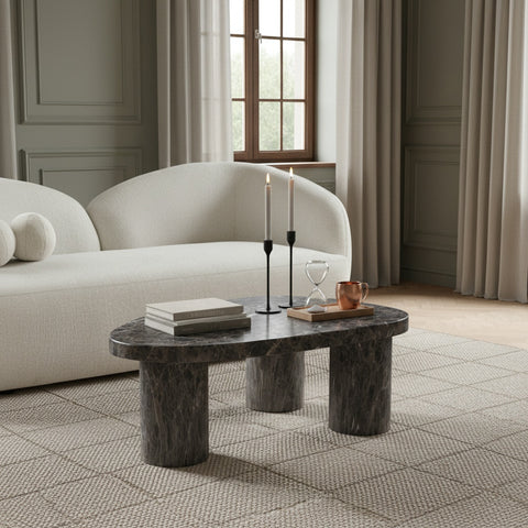 Farrah Brown Concrete Indoor/Outdoor Coffee Table, 1 Piece (Style 2)