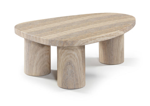 Farrah Travertine Concrete Indoor/Outdoor Coffee Table, 1 Piece