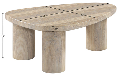 Farrah Travertine Concrete Indoor/Outdoor Coffee Table, 1 Piece (Style 2)