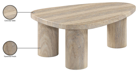Farrah Travertine Concrete Indoor/Outdoor Coffee Table, 1 Piece (Style 2)