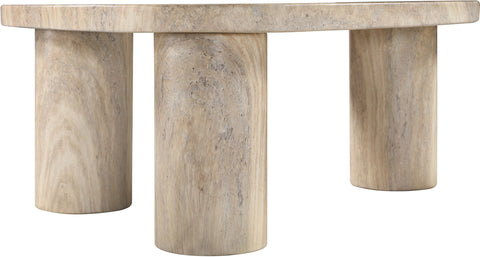 Farrah Travertine Concrete Indoor/Outdoor Coffee Table, 1 Piece (Style 2)