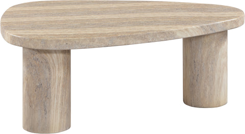 Farrah Travertine Concrete Indoor/Outdoor Coffee Table, 1 Piece (Style 2)