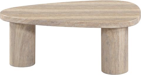 Farrah Travertine Concrete Indoor/Outdoor Coffee Table, 1 Piece (Style 2)