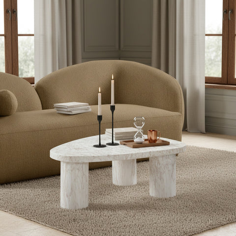 Farrah White Concrete Indoor/Outdoor Coffee Table, 1 Piece