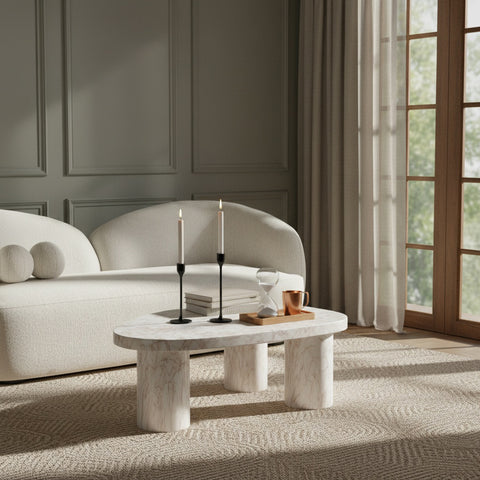 Farrah White Concrete Indoor/Outdoor Coffee Table, 1 Piece (Style 2)
