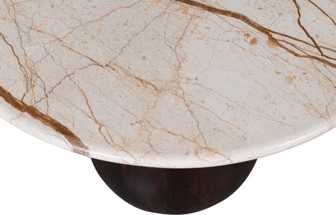 Zadie Beige Genuine Marble Top And Mango Wood Base Coffee Table, 1 Piece