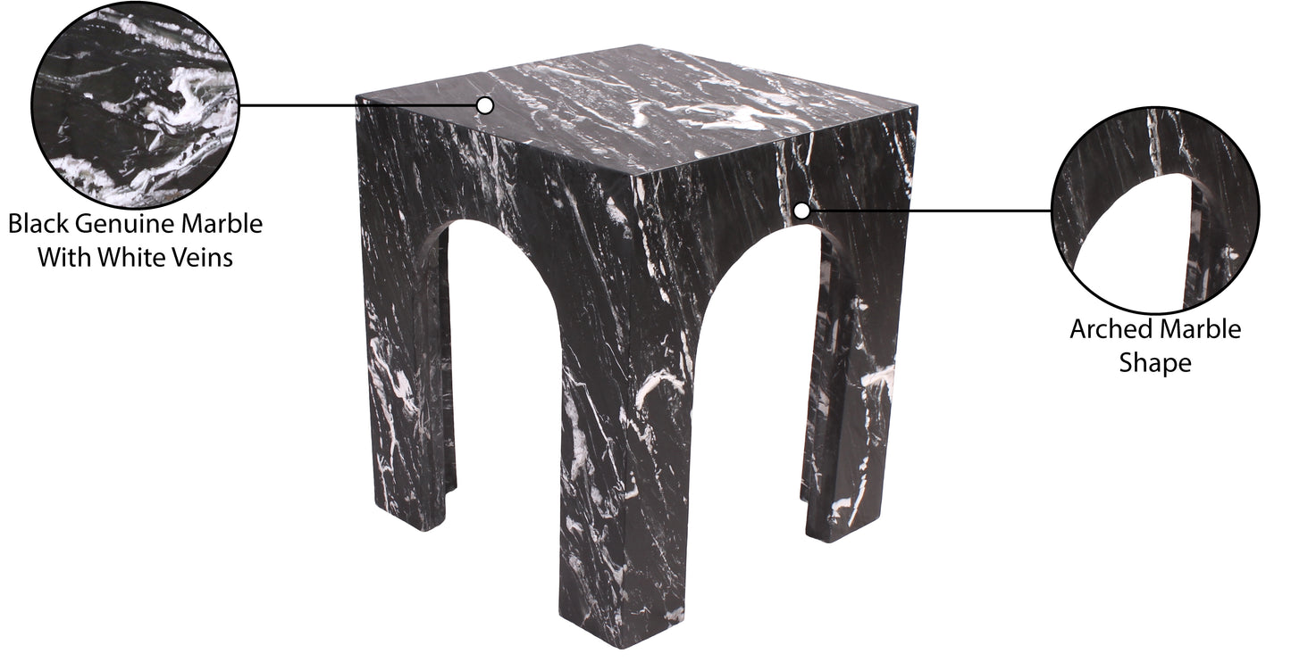 rory black marble end table