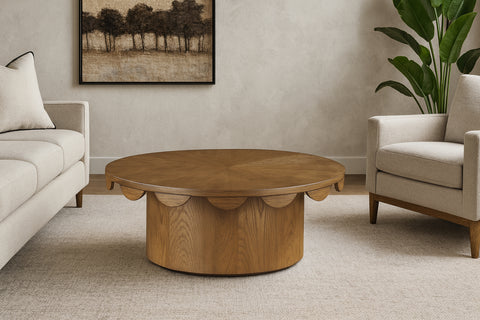 Selene Brown Oak Veneer Coffee Table, 1 Piece