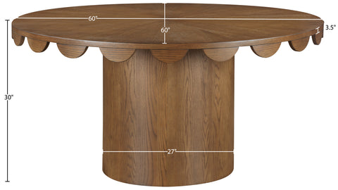 Selene 60" Brown Oak Veneer Dining Table, 1 Piece