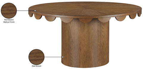 Selene 60" Brown Oak Veneer Dining Table, 1 Piece