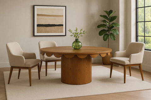 Selene 60" Brown Oak Veneer Dining Table, 1 Piece