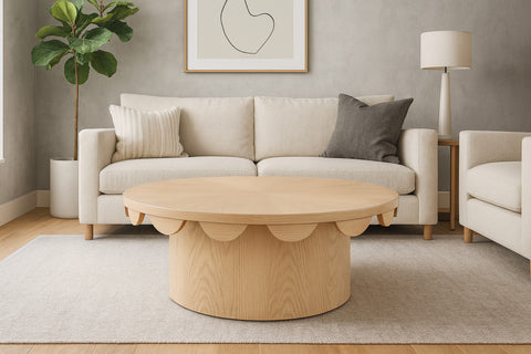 Selene Natural Oak Veneer Coffee Table, 1 Piece (Style 2)