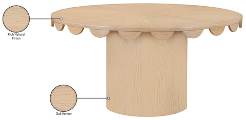 Selene 60" Natural Oak Veneer Dining Table, 1 Piece