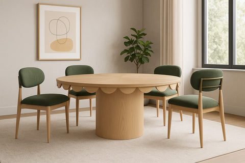 Selene 60" Natural Oak Veneer Dining Table, 1 Piece