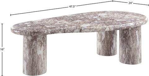 Tessa Brown Marble Finish Concrete Indoor / Outdoor Coffee Table, 1 Piece