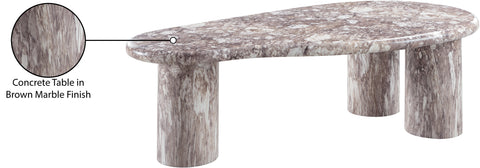 Tessa Brown Marble Finish Concrete Indoor / Outdoor Coffee Table, 1 Piece
