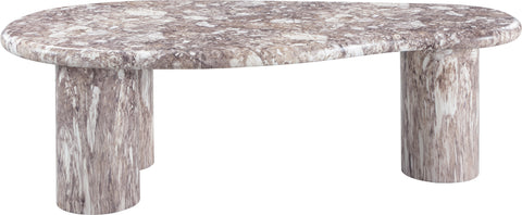 Tessa Brown Marble Finish Concrete Indoor / Outdoor Coffee Table, 1 Piece