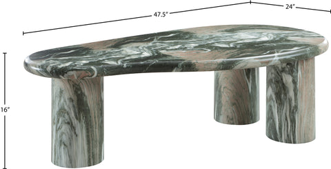 Tessa Green Marble Finish Concrete Indoor / Outdoor Coffee Table, 1 Piece