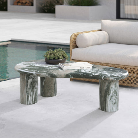 Tessa Green Marble Finish Concrete Indoor / Outdoor Coffee Table, 1 Piece