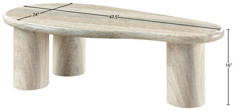Tessa Natural Travertine Finish Concrete Indoor / Outdoor Coffee Table, 1 Piece