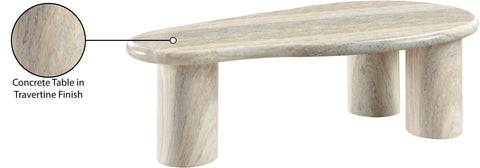 Tessa Natural Travertine Finish Concrete Indoor / Outdoor Coffee Table, 1 Piece