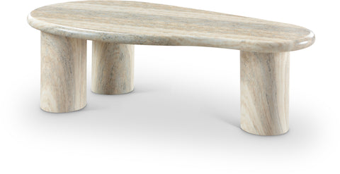 Tessa Natural Travertine Finish Concrete Indoor / Outdoor Coffee Table, 1 Piece