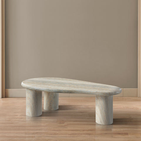 Tessa Natural Travertine Finish Concrete Indoor / Outdoor Coffee Table, 1 Piece