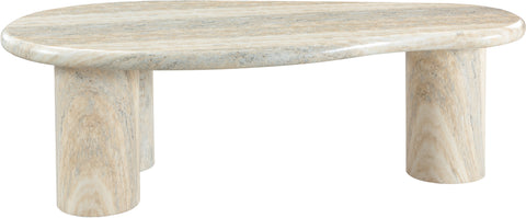 Tessa Natural Travertine Finish Concrete Indoor / Outdoor Coffee Table, 1 Piece