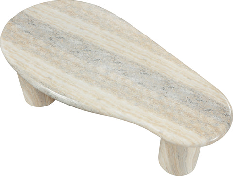 Tessa Natural Travertine Finish Concrete Indoor / Outdoor Coffee Table, 1 Piece