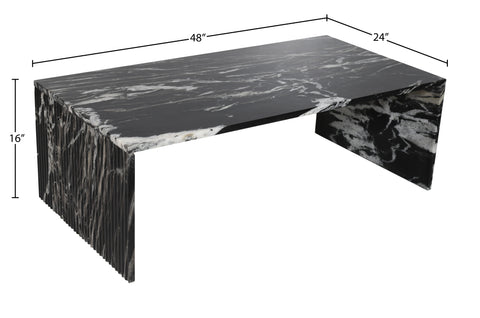 Tessa Black Genuine Marble Coffee Table, 1 Piece