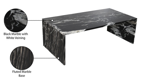 Tessa Black Genuine Marble Coffee Table, 1 Piece