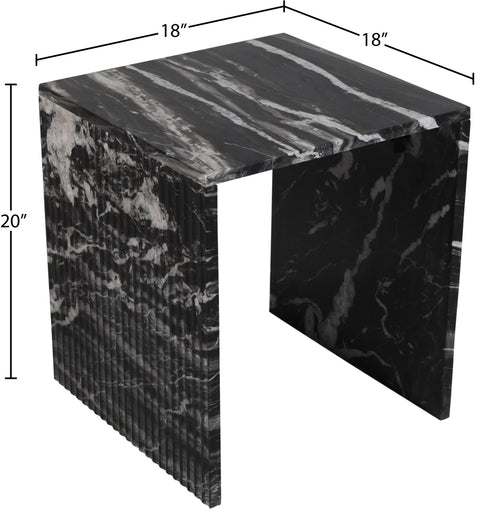 Tessa Black Genuine Marble End Table, 1 Piece