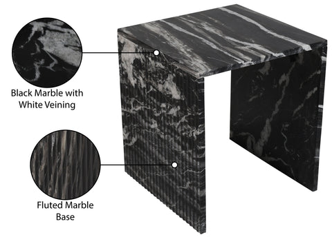 Tessa Black Genuine Marble End Table, 1 Piece
