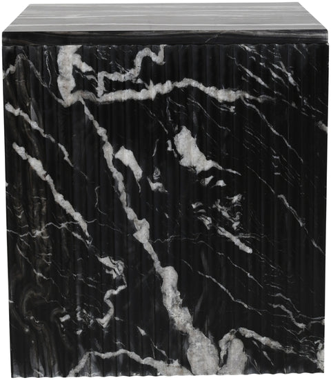 Tessa Black Genuine Marble End Table, 1 Piece
