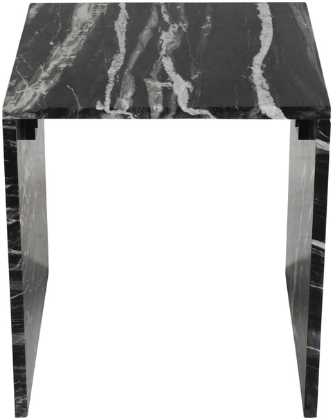 Tessa Black Genuine Marble End Table, 1 Piece