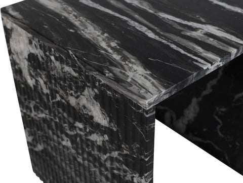 Tessa Black Genuine Marble End Table, 1 Piece