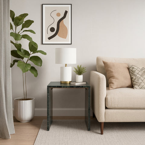 Tessa Green Genuine Marble End Table, 1 Piece