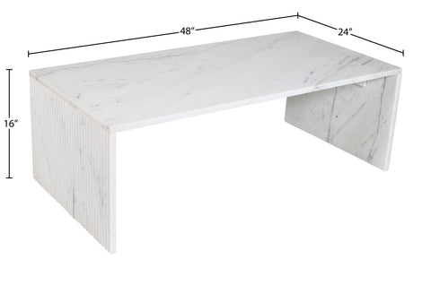 Tessa White Genuine Marble Coffee Table, 1 Piece