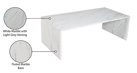 Tessa White Genuine Marble Coffee Table, 1 Piece