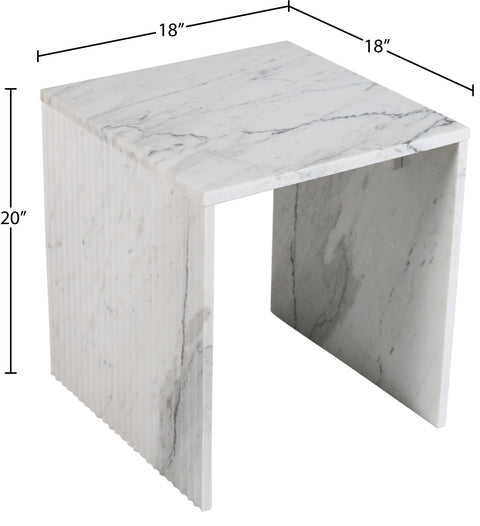 Tessa White Genuine Marble End Table, 1 Piece