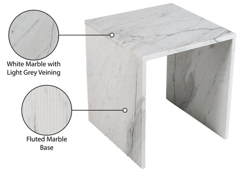 Tessa White Genuine Marble End Table, 1 Piece