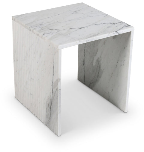 Tessa White Genuine Marble End Table, 1 Piece