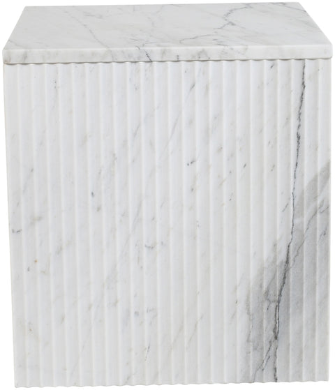 Tessa White Genuine Marble End Table, 1 Piece